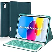 Photo 1 of OYEEICE Keyboard Case for iPad 10.9-inch(10th Generation 2022)-iPad 10th Gen Case - Detachable Bluetooth Backlit Magnetic Keyboard with Pencil Holder for iPad 10th Gen 10.9" 2022(Teal)