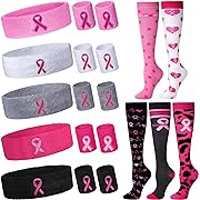 Photo 1 of 20 Pcs Breast Cancer Survivor Gifts for Women 5 Pairs Breast Cancer Awareness Compression Socks Set