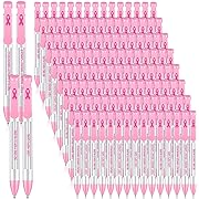 Photo 1 of 120 Pcs Breast Cancer Awareness Pen Bulk Pink Ribbon Ballpoint Pens Retractable Black Ink Pen with Rotating Messages Courage Hope Motivational Quotes Pens for Women Nursing Teachers Gift Supplies
