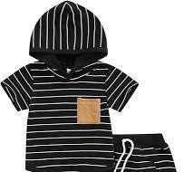 Photo 1 of Size100---Bihanvse Toddler Baby Boys Striped Hooded Set