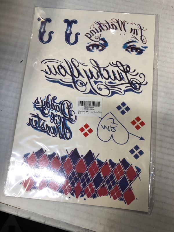 Photo 1 of 8 Sheets Large-Size HQ Tattoos, NEDEQI Halloween Fake Temp Tattoos for Women Adult - All Versions - Realistic & Last Long Joker Sticker Perfect for Halloween Costumes Cosplay Makeup Party Accessories HQ-8