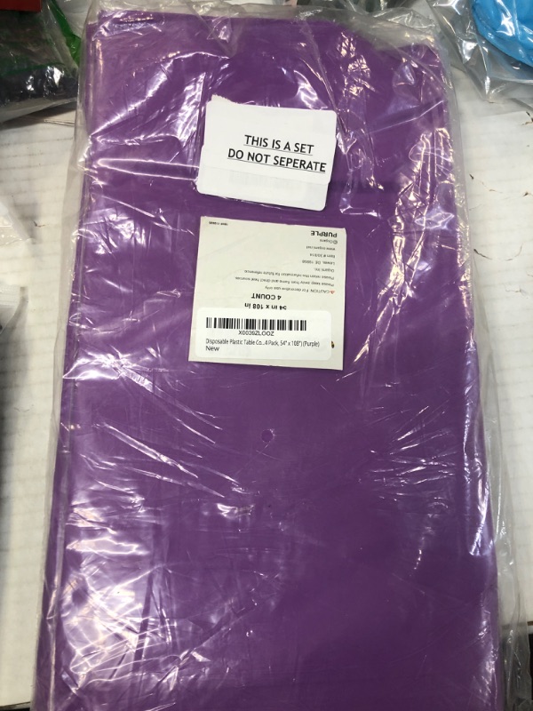 Photo 2 of Disposable Plastic Table Covers (4 Pack, 54" x 108") (Purple)