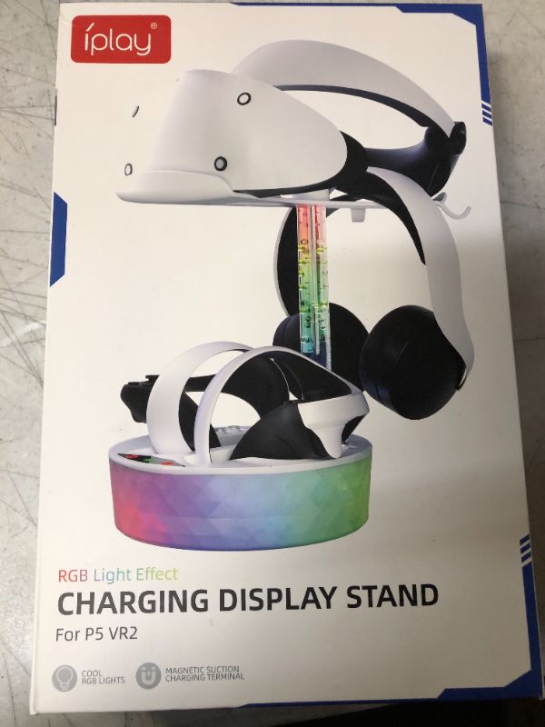 Photo 2 of Dxldfks Playstation VR2 Charging Dock, Charging Station for PS VR2 Accessories Controllers with Headset Holder Display Stand and RGB Light