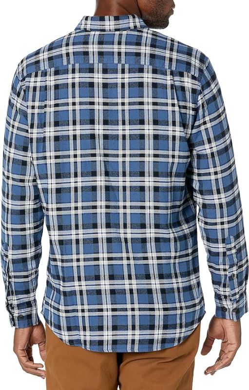 Photo 1 of Amazon Essentials Men's Long-Sleeve Flannel Shirt blue, ombre/plaid x-sm