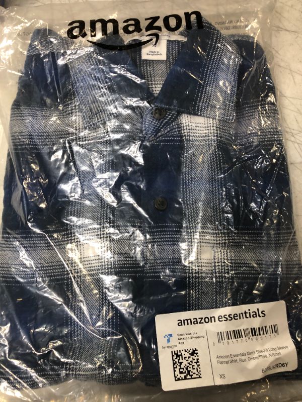 Photo 2 of Amazon Essentials Men's Long-Sleeve Flannel Shirt blue, ombre/plaid x-sm