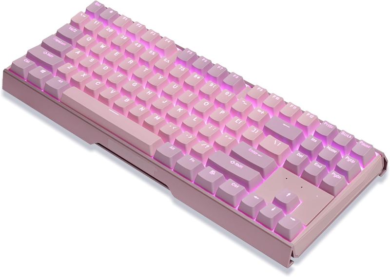 Photo 1 of Happy Balls Keycaps Backlit PBT Cherry MX Keycap Set Doubleshot OEM Profile Translucent with Keycap Puller for US Layout 61 87 104 108 MX Switches Mechanical Keyboard (Pink Purple Kit)