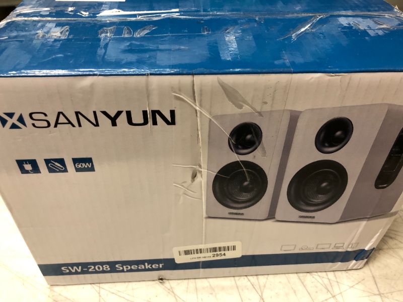 Photo 2 of Sanyun SW208 3" Active Bluetooth 5.0 Bookshelf Speakers – 60W Carbon Fiber Speaker Unit - Built-in 24bit DAC - Dynamic 3D Surround Sound – 2.0 Computer PC Monitor Gaming Speakers (Pair, Black)