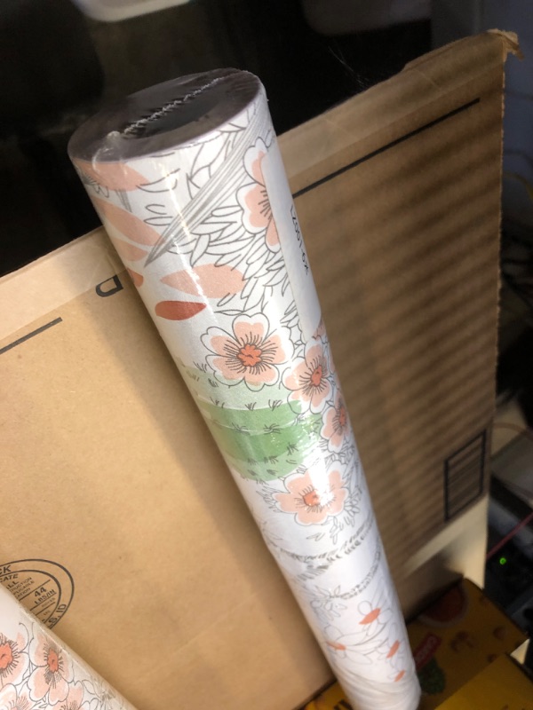 Photo 2 of ACEMOON 236.2"x17.7" Flower Wallpaper Stick and Peel Leaf Contact Paper Vintage Wallpaper Removable Self Adhesive Wallpaper Vinyl Film Roll Wood Shelf Drawer Liner 17.7 inch × 236.2 inch Green