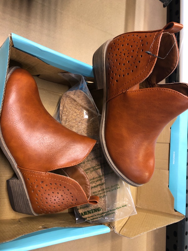 Photo 2 of 6.5---Vepose Women's Ankle Boots Low Heels Chunky Cutout Booties+Perforated Western Shoes 6.5 P 