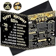 Photo 1 of 60th Birthday Gifts for Men Women, 60 Year Old Happy Birthday Greeting Card for Mom Dad Husband Wife, Unique 