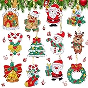 Photo 1 of 12 Pieces Christmas Diamond Painting Keychain 5D DIY Diamond Painting Kit Christmas Hanging Diamond Art Kits