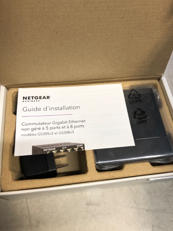 Photo 2 of NETGEAR 5-Port Gigabit Ethernet Unmanaged Switch (GS305) - Home Network Hub, Office Ethernet Splitter, Plug-and-Play, Silent Operation, Desktop or Wall Mount 5 Port