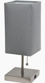 Photo 1 of Mini Petite Stick Lamp with USB Charging Port and Fabric Shade