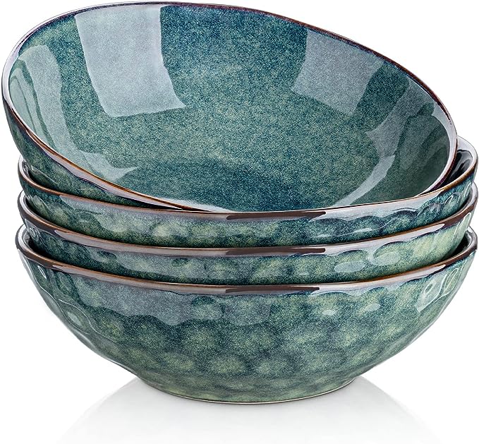 Photo 1 of 4Pack vancasso Starry 24oz Cereal bowls, Porcelain Set of 4 Pasta Bowls Lead-free Soup Bowls, Green Bowl for Kitchen, Ceramic Bowls for Cereal Soup Oatmeal Salad, Dishwasher & Microwave Safe