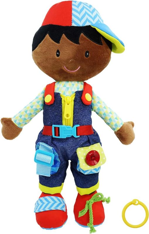 Photo 1 of June Garden 15.5" Dressy Friends Isaiah - Educational Stuffed Plush Doll for Kids and Toddlers 2 Years and Up - Montessori Buckle Soft Toy