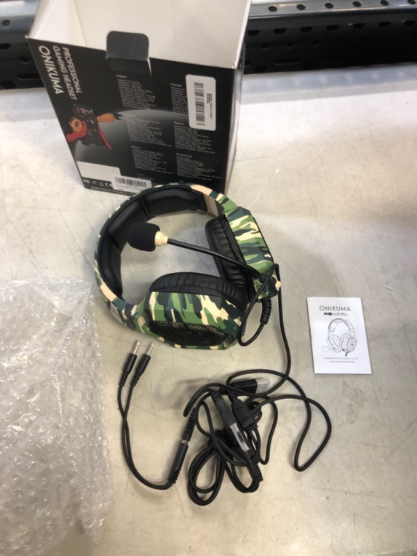 Photo 2 of Gaming Headset with Microphone, Gaming Headphones for PS4 PS5 Xbox One PC with LED Lights, Playstation Headset with Noise Reduction 7.1 Surround Sound Over-Ear and Wired 3.5mm Jack (Red) Camo Green