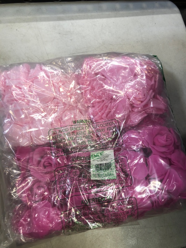 Photo 2 of 100 Pack Pink Artificial Rose Flower Heads for Decorations, Weddings, Bridal Showers (3 Colors, 3x1.2 in)