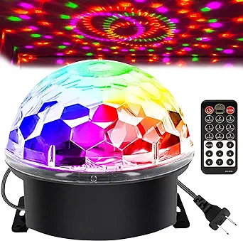 Photo 1 of memzuoix Disco Ball Dj Strobe Light with 6 Colors, Sound Activated Big-Size Magic Stage Party Light with Remote Control, Halloween Decorations Bar Wedding Home Club (7'' Big Size)