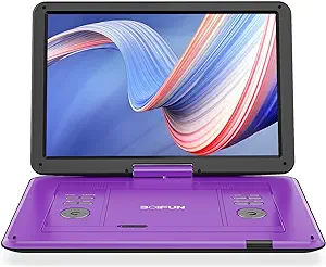 Photo 1 of WONNIE 17.9" Portable DVD/CD Player with 15.4" Large Swivel HD Screen, 6 Hours 5000mAH Rechargeable Battery, Support USB/SD Card/Sync TV, Regions Free, Car Charger, Remote Control for Kids, Purple