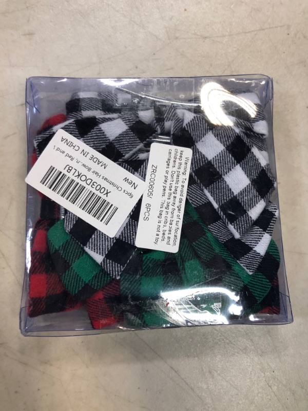 Photo 2 of 6pcs Christmas Hair Bow Clips for Girls,4Inch Buffalo Plaid Barrettes Accessories with Alligator Hairpins Gifts 