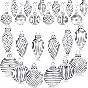 Photo 1 of 36 Pieces Plastic Silver Mercury Glass Style Christmas Ornaments with 36 Hooks Hanging Plastic Mercury Glass Ornaments for Christmas Tree Vintage Christmas