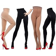 Photo 1 of Size M--Funtery 4 Pcs Women Fleece Lined Tights Thermal Stretchy Pantyhose Leggings High Waist Tummy Footed Pantyhose 