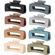 Photo 1 of   Parcce 8 Pack Strong Square Hair Clips Set, 4.1 Inch Acrylic Decorative Nonslip Medium Large Matte Clamps Hair Claw for Women and Girls, Hair Styling Accessories for Thin to Thick Hair