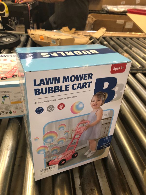 Photo 2 of ??????? Bubble Lawn Mower for Toddlers: 35000+ Bubble Per Minute Bubble Push Toys Bubble Machine Gardening Toys for Kids Christmas Birthday Gifts for Preschool Baby Girls Pink