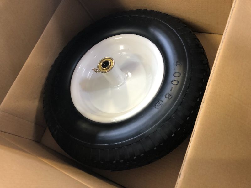 Photo 3 of 4.80/4.00-8 Flat Free Tire, 16" Solid Wheelbarrow Tire, 3"-6" Centered Hub, 5/8" & 3/4" Ball Bearings, Fits 4.80/4.00-8, 3.50/2.50-8, 4.00-6, 4.00-8 Wheelbarrow Wheel
