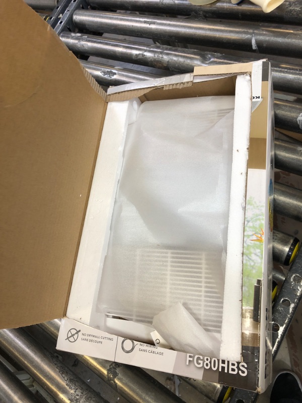 Photo 1 of Broan-NuTone FG80HBS Heater Upgrade Grille with Dimmable LED and Color Adjustable CCT Lighting Bath Fan Exhaust Cover, 80 CFM, White