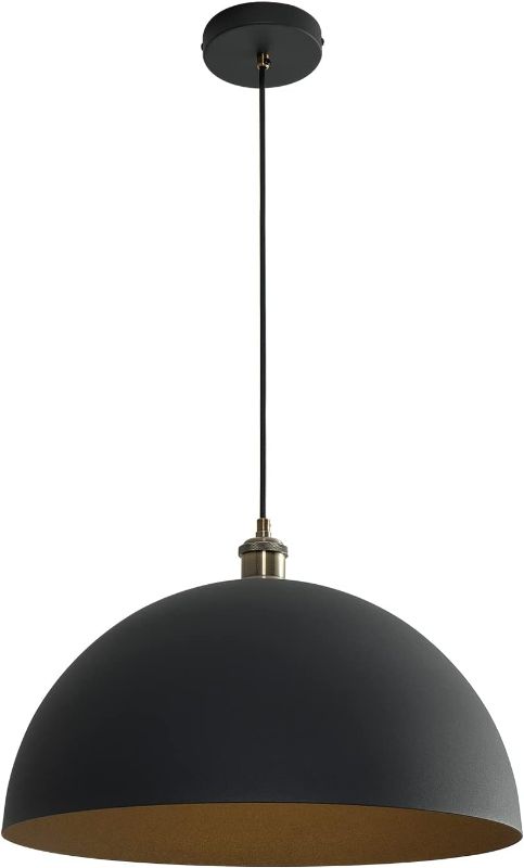 Photo 1 of Vintage Black Pendant Light 17.72'' Retro Farmhouse Large Dome Pendant Lamp Modern Industrial Chandelier