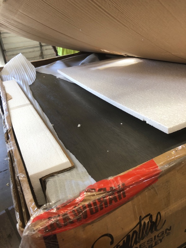 Photo 1 of Signature Design by Ashley Caitbrook Rustic 7 Piece Dining Set, Include Table and 6 Chairs, Gray & Caitbrook Rustic 24.4" Counter Height Upholstered Barstool, 2 Count, Gray Dark Gray Dining Set + Barstool, 2 Count