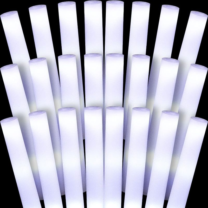 Photo 1 of 
Roll over image to zoom in

100 Pcs Glow LED Cheer Sticks Light up Glow Sticks Wedding Wand for Birthday Wedding Bridal Shower Raves Carnival Concert Glow in the Dark Party Favors Supplies(White)