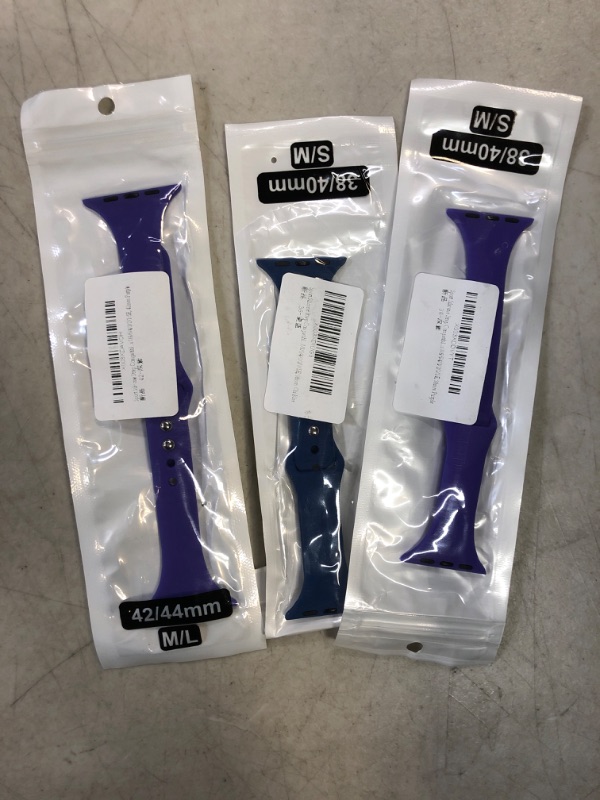Photo 1 of 3Pack  Sport Silicone Strap Compatible with Apple Watch Bands 45mm 44mm 42mm 41mm 40mm 38mm Women Men for Series 7/6/5/4/3/2/1/SE Chi Blue 38/40/41mm