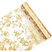 Photo 1 of  Gold Table Runner, Glitter Metallic Gold Thin Mesh Table Runner Roll