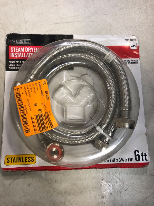 Photo 2 of 3/4 in. FHT x 3/4 in. FHT x 72 in. Braided Stainless Steam Dryer Installation Kit