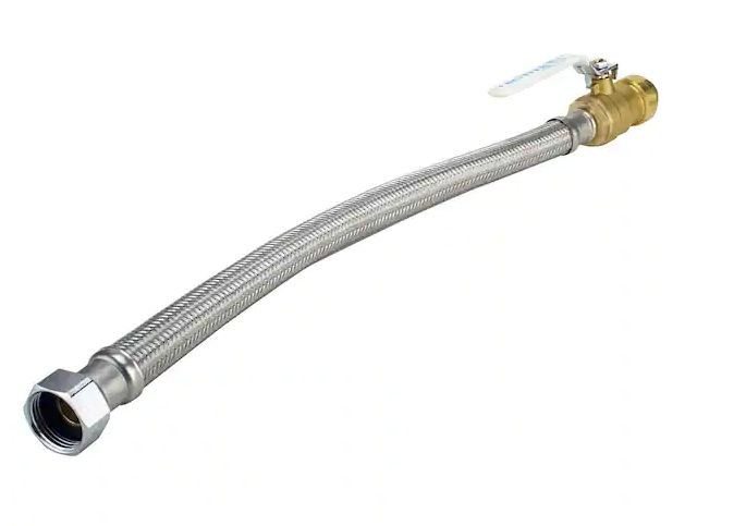 Photo 1 of 3/4 in. Push-to-Connect x 3/4 in. Female Pipe Thread x 18 in. Braided Stainless Steel Water Heater Connector with BV