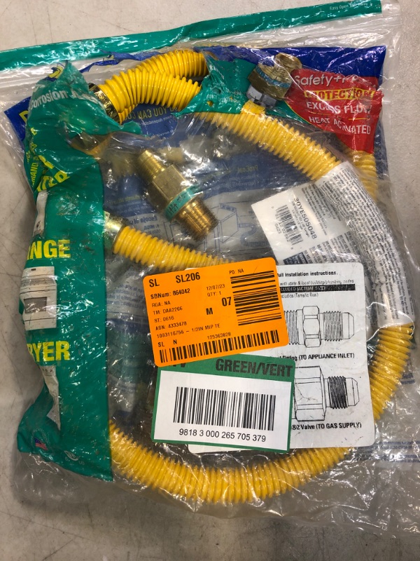 Photo 1 of 1/2 in. MIP x 1/2 in. MIP x 60 in. Gas Connector (1/2 in. OD) w/Safety+Plus2 Thermal Excess Flow Valve (53,200 BTU)