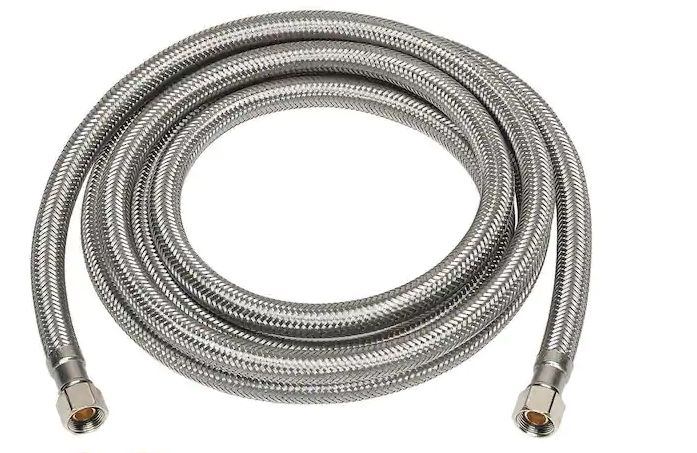 Photo 1 of 3/8 in. COMP x 3/8 in. COMP x 8ft . Universal Stainless Steel Dishwasher Connector