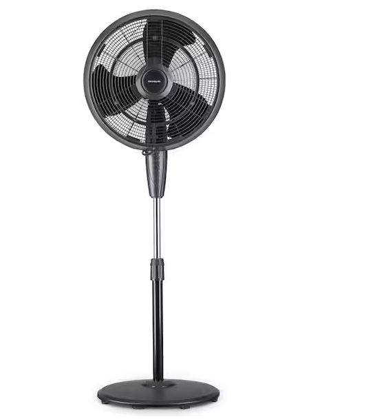 Photo 1 of 18 in. 3-Speed Wide-Angle Oscillating Outdoor Personal Fan Misting and Pedestal for Cool Down 500 sq. ft. - Black