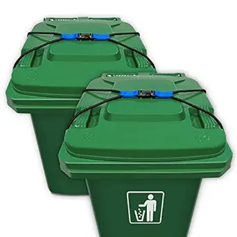 Photo 1 of Repner 2 Pack Trash Can Locks for Animals, Bear Proof Trash Can Outdoor, Garbage Can Lock Rubber Bands Heavy Duty, Fits 30-50 Gallon Trash Cans, Keep Raccoons; Hamsters; Dogs, etc Out of Trash Cans