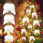 Photo 1 of 16 Pcs Angel Wings Ornament Christmas Feather Hanging Decor, Angel Wings Ornaments for Christmas Tree, Angel Wing Ornament for Xmas DIY Craft Home