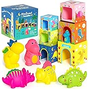 Photo 1 of Dinosaur Toys for 1 2 3 Year Old Boys Girls Baby, Nesting and Stacking Building Blocks, Toddler Toys for Age 2-4, Sensory Montessori Learning Game Infant Toys