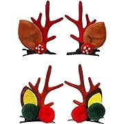 Photo 1 of hhdatc Christmas Cute Hair Accessories, 2 Pairs Reindeer Antlers Ears Hair Clip Antlers Headdress Hairpin for Christmas Parties