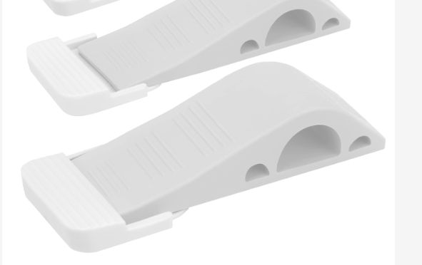 Photo 1 of Wundermax Door Stoppers - Pack of 2 Rubber Door Wedge for Carpet, Hardwood, Concrete and Tile - Home Improvement Accessories - White 2 Pack White