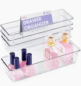 Photo 1 of 4Pieces Clear Plastic Desk Drawer Organizer