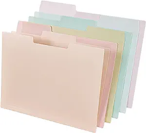 Photo 1 of EOOUT Poly File Folders,  Pastel Colors, 1/3-Cut Tab, Colored File