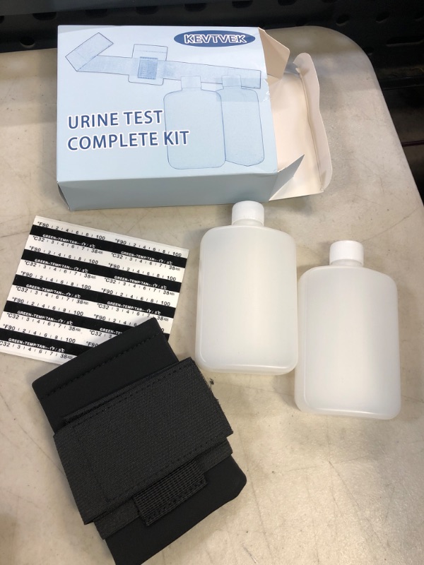 Photo 2 of 14 Pcs Urine Test Complete Kit Includes 2 Translucent Portable Travel Empty Bottles, 10 Adhesive Temperature Test Strips, Neoprene Bag and Hi-Stretch Hidden Leg Straps