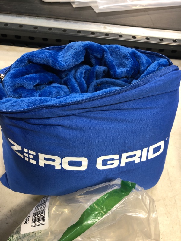 Photo 2 of Zero Grid Premium Lightweight Wearable Super Soft Travel Blanket, Cozy Footpockets and Zipper Pouch (Royal Blue)