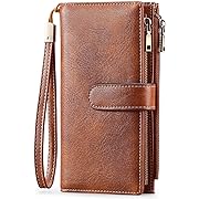 Photo 1 of AMVIKS Women's Wallet and Card Holder RFID Blocking Tri-Fold Wristlet Wallet Vegan Leather Multi Card Case with ID Windows